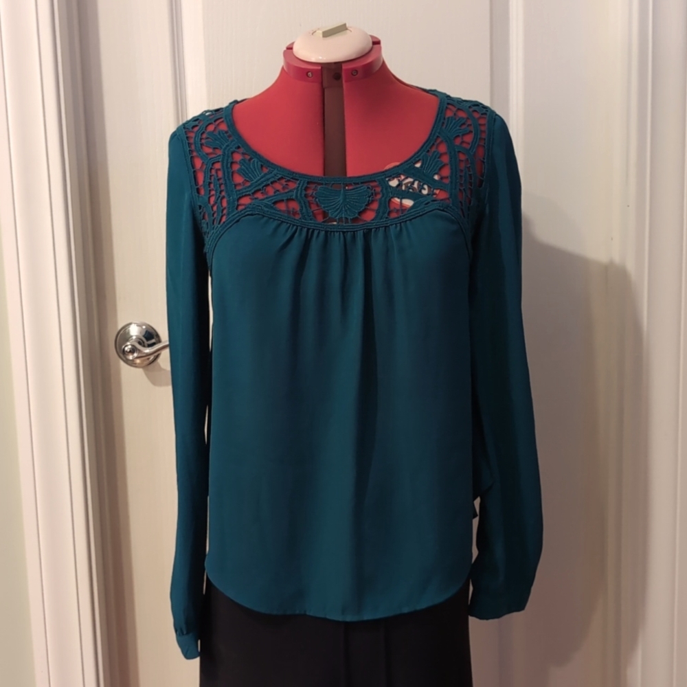 E M Juniors Teal Blouse, sz L